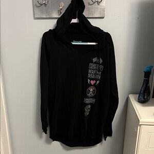SOLD!! Beautiful Disaster Black Graphic Hoodie with Text Design